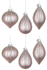 Pendagli Palline di Natale in Vetro Rosa Argento Goccia Addobbi Albero