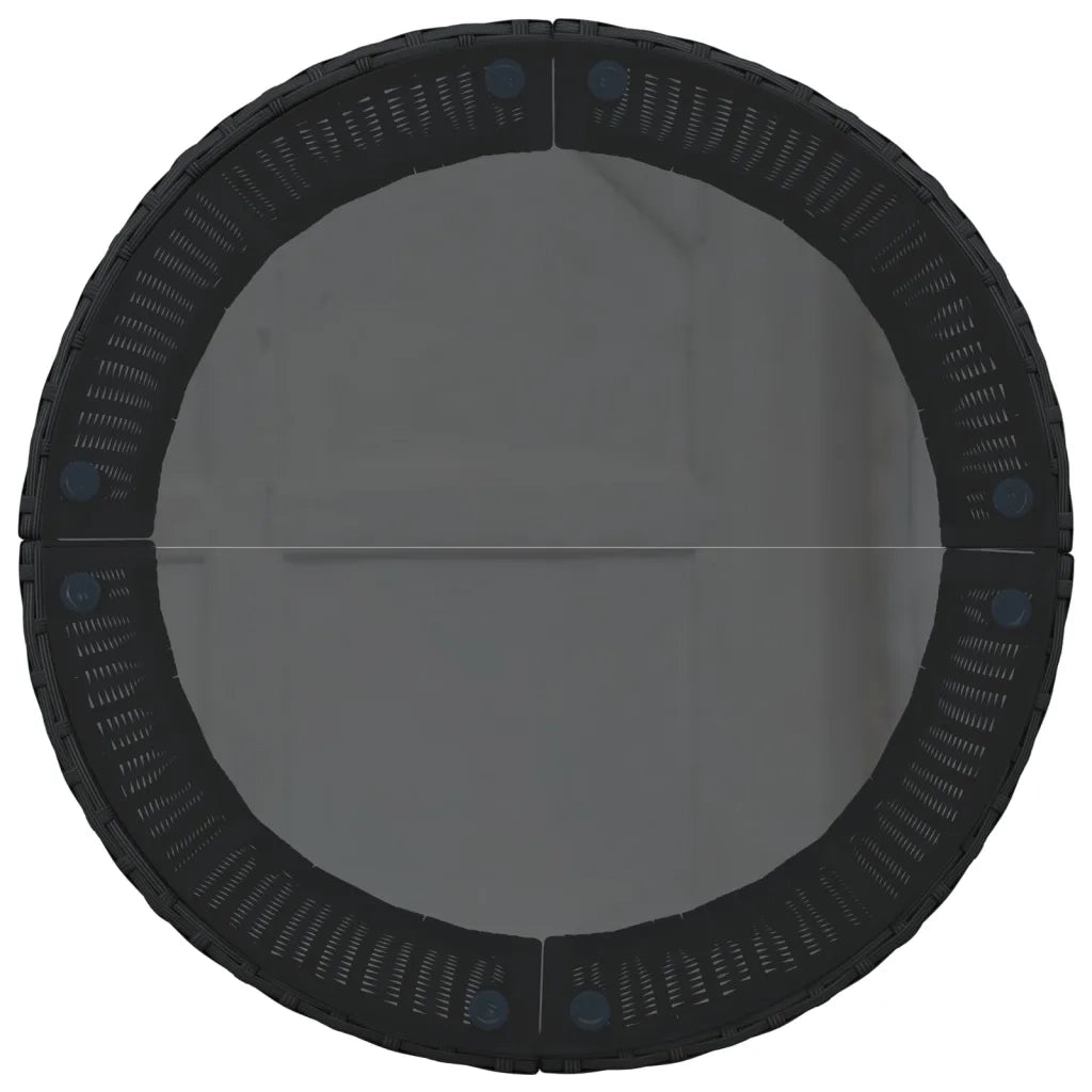 Divano Giardino Tavolo e Cuscini Semicircolare Nero Polyrattan