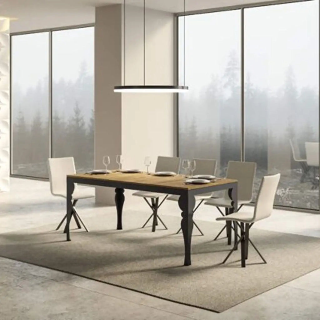 Tavolo allungabile 160/420x90 cm Paxon Evolution colore quercia natura telaio e gambe antracite