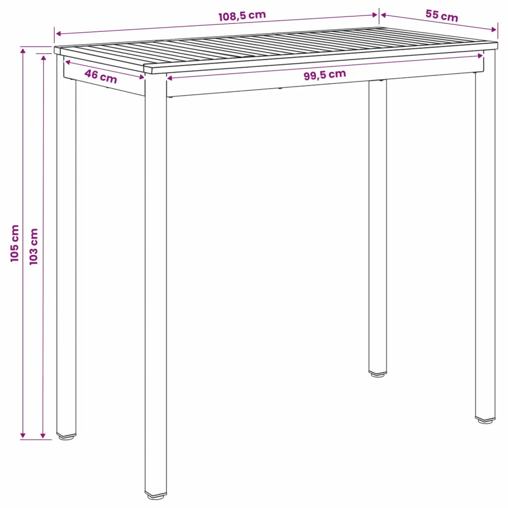 Tavolo Bar da Giardino Bianco 108,5 x 55 x 105 cm 901779
