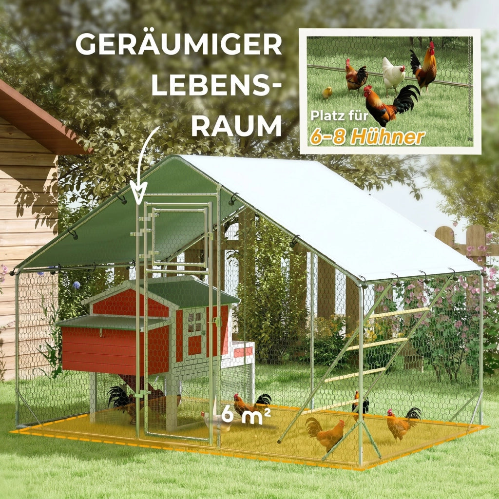 Pollaiolo per galline ¨C zephmum ¨C con recinto, rete metallica e piano impermeabile, per 6-8 galline