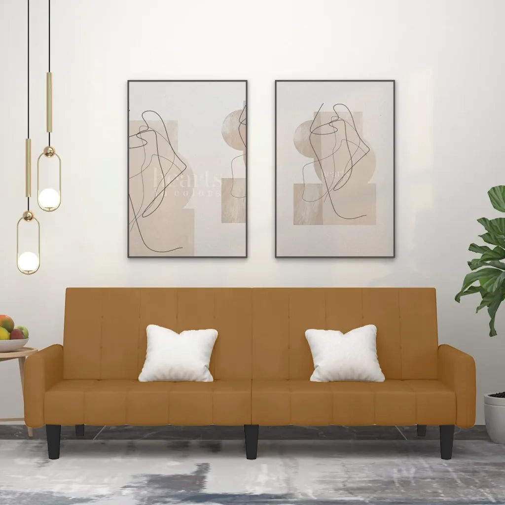Divano letto | Sof¨¤ letto | Letto singolo a 2 Posti Marrone in Velluto
