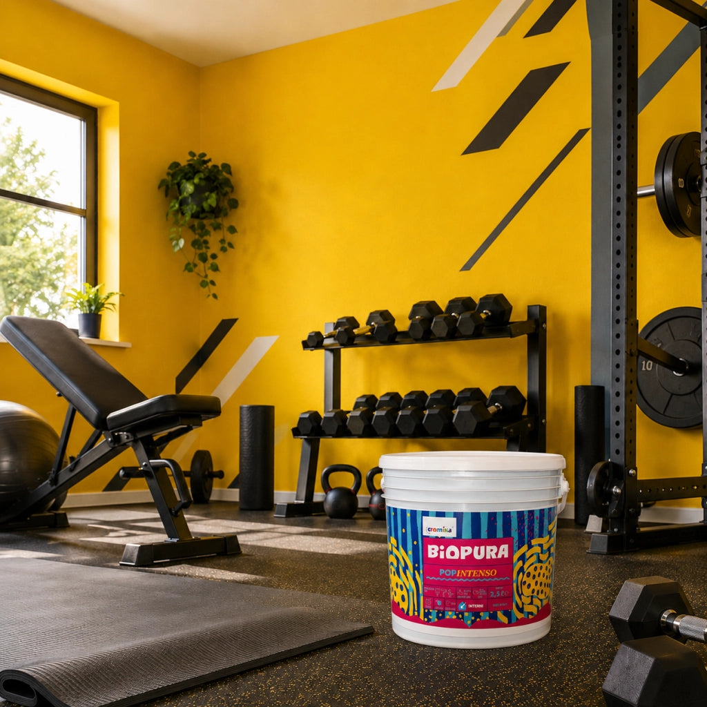 Popintenso palestra e decori interni pittura murale lavabile e coprente cromika *** formato 2.5 lt, colore- giallo ce...