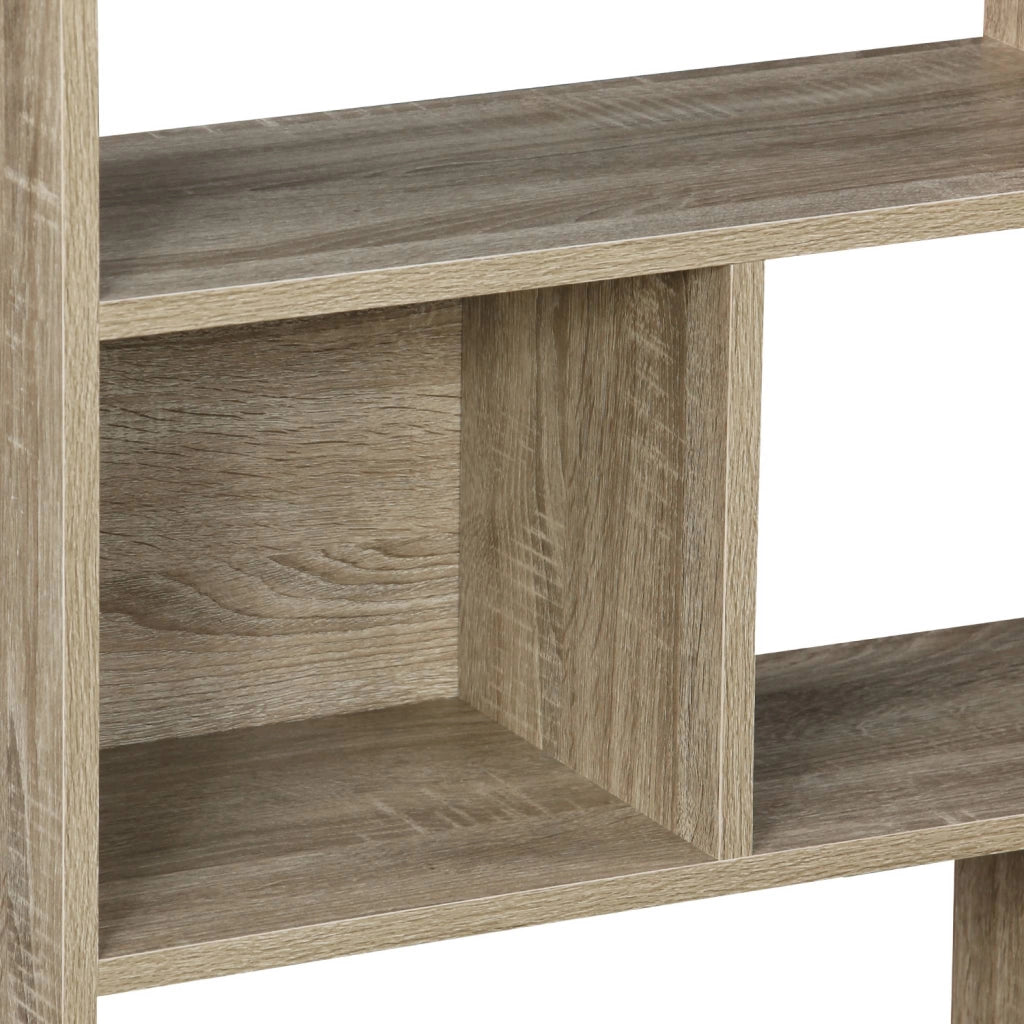 Libreria a 3 ripiani con 6 vani, marrone naturale