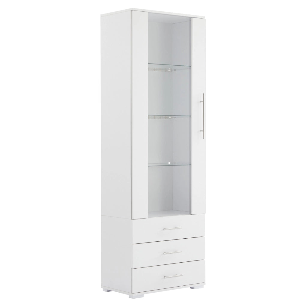 Vetrina verticale bianca 60 x 35 x 180 cm in MDF con LED controllato da app e 3 cassetti
