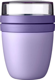 Mini Bicchiere Ellittico, bicchiere per yogurt e muesli pratico, divisione per yogurt e muesli, adatto per congelatore, forno a microonde e lavastoviglie, 300 ml + 120 ml, Viola Vivace