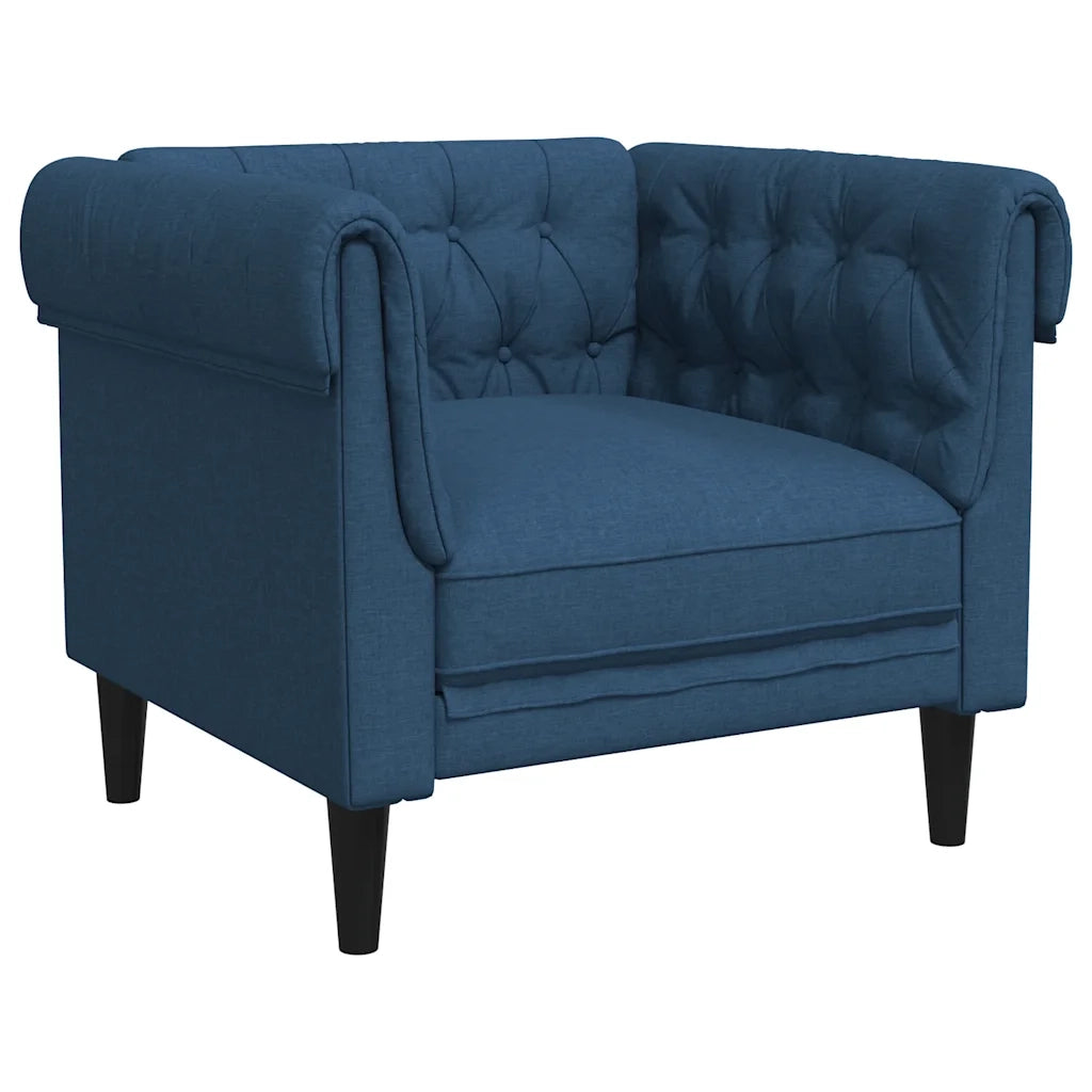 Divano Sedia-Poltrona Chesterfield Blu in Tessuto