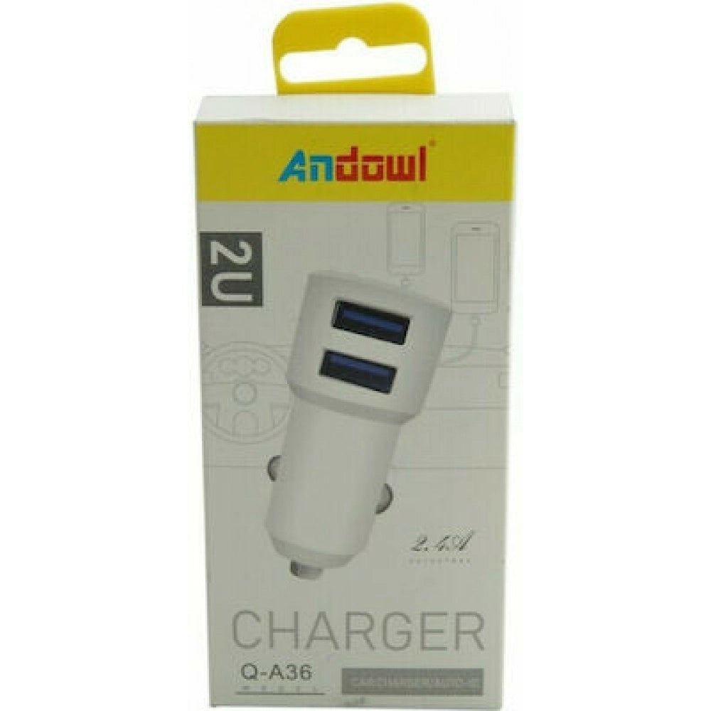 Trade Shop - Caricabatteria Caricatore Doppio Auto Q-a36 Corrente Totale 2,4a Con 2 Porte Usb -