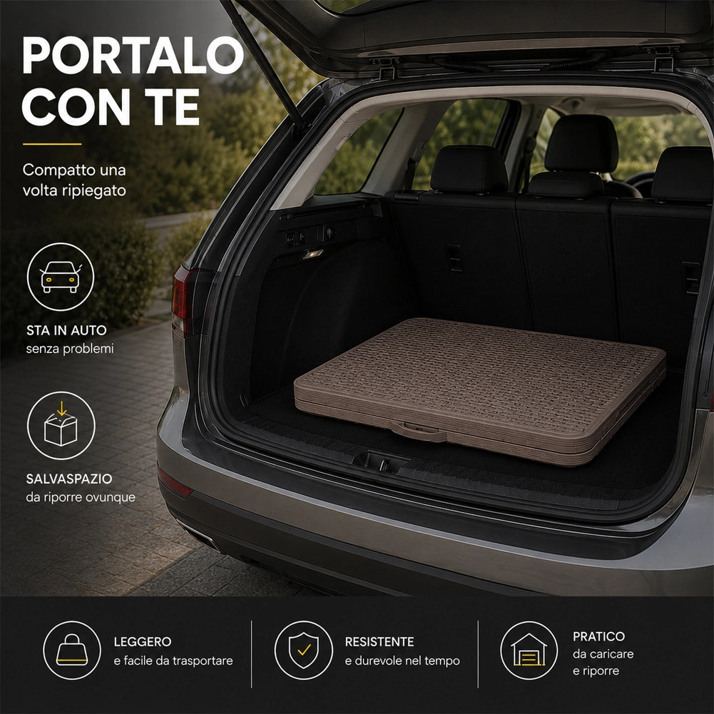 Tavolo Pieghevole Tortora Polyrattan Resistente Tavolino da Esterno 180x74x74cm