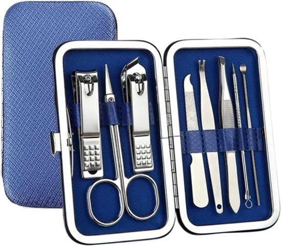 Set di 8 taglieri in acciaio inossidabile per unghie, set di forbici, set di cura per unghie, pedicure, set di bellezza per unghie, strumenti per l'arte delle unghie (nero)