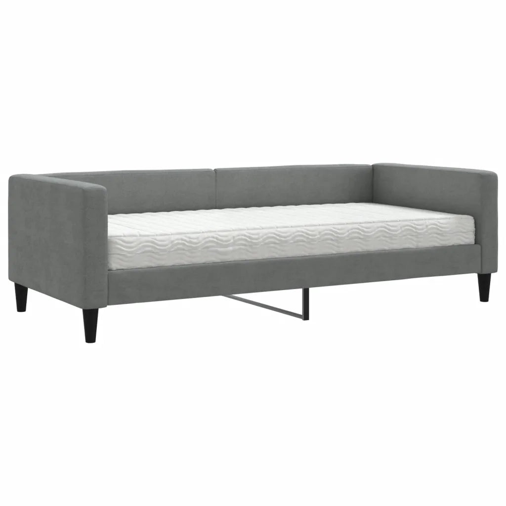 Divano Letto con Materasso-Sofa Letto-Daybed Grigio Scuro 90x200 cm in Tessuto 881057