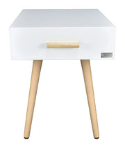 Comodino bianco con piedi in faggio linea Nordic - NO08CO