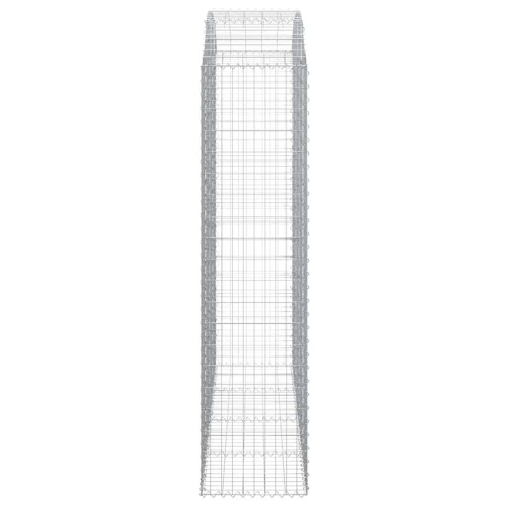 Cesto gabbione recinzione a gabbia muro di contenimento ad arco 200 x 50 x 200/220 cm ferro zincato argento 02_0040035