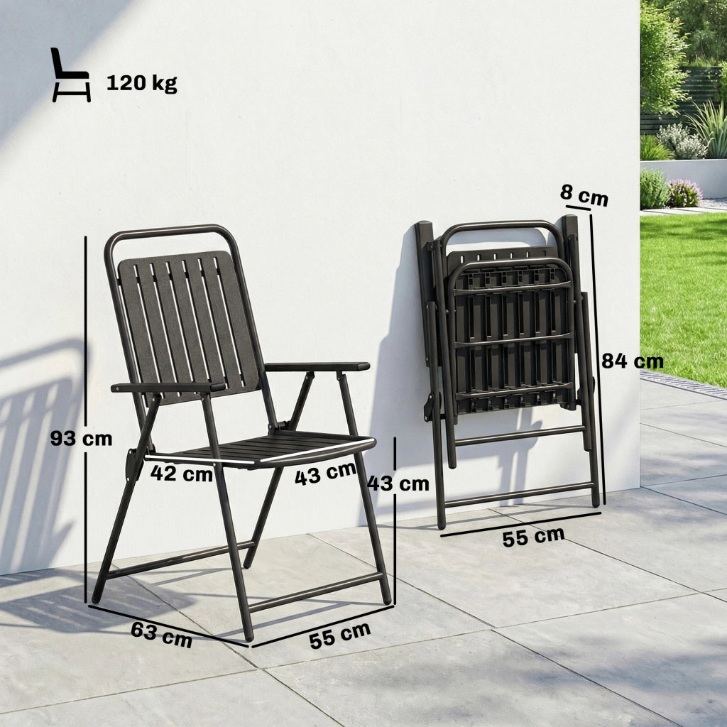 Sedie da giardino pieghevoli ¨C zephmum ¨C nere, metallo, 55x63x93 cm