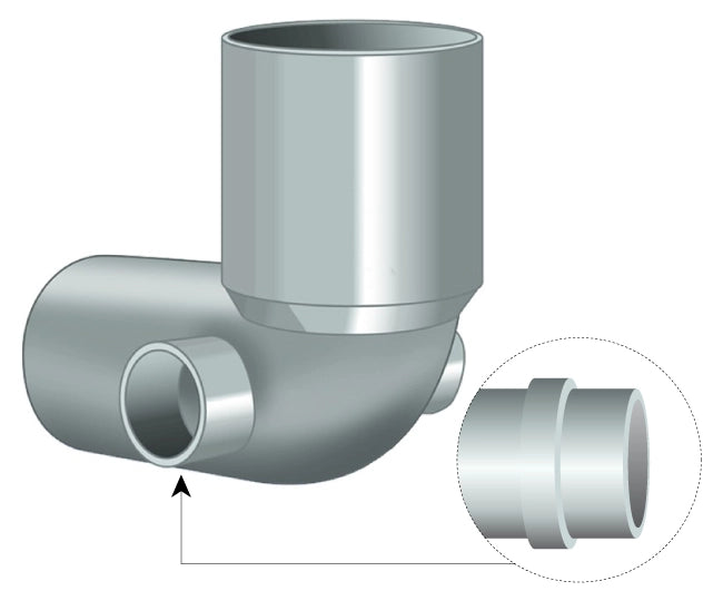CURVA WC CON 2 ATTACCHI LATERALI AD INNESTO ø100X40X40   Idroweb