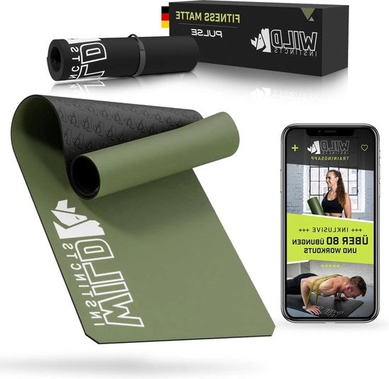 Mat di allenamento 185 cm x 66 cm e 7 mm spessore - tappeto antiscivolo per allenamento a casa - yoga e fitness