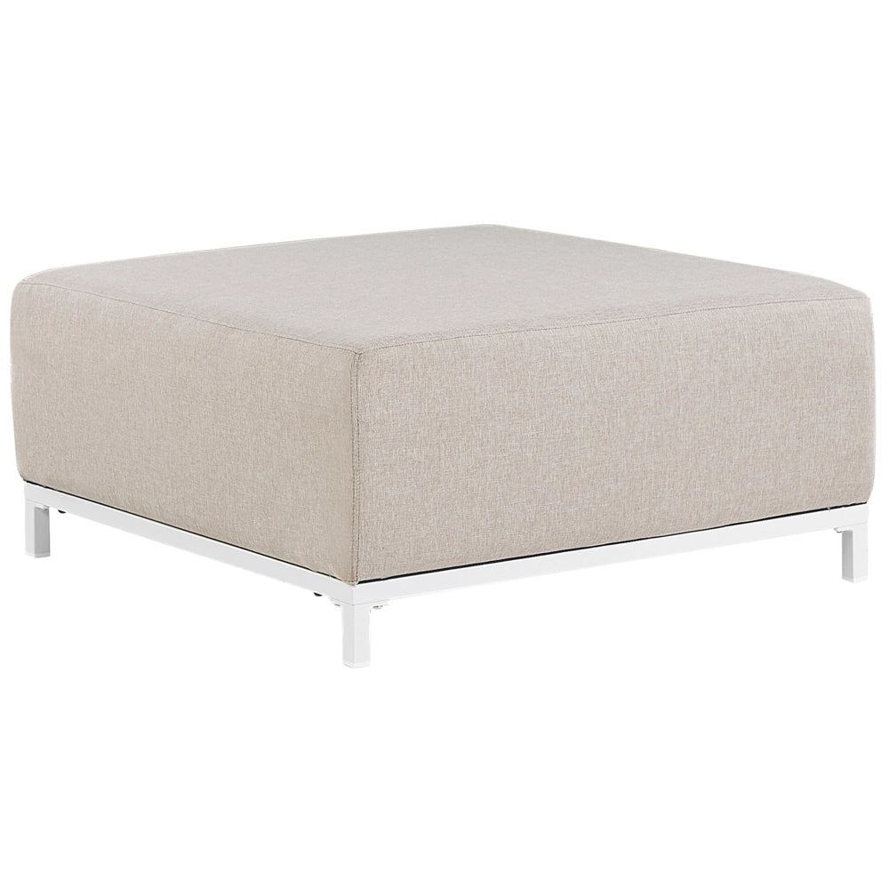 Pouf Rivestimento in poliestere beige Gambe in alluminio bianco Struttura in metallo Resistente all'acqua per esterni e interni