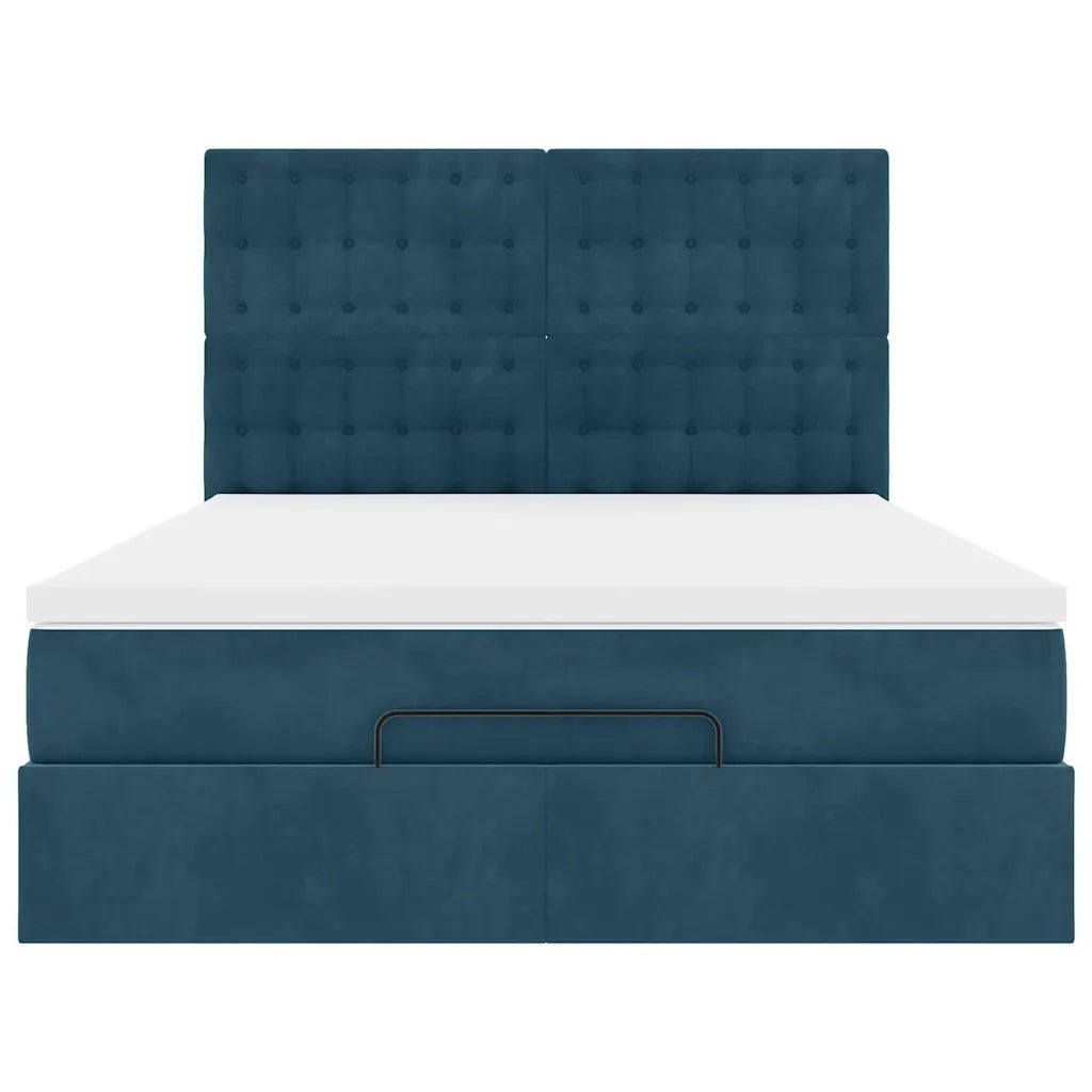 Struttura Letto Pouf con Materassi 140x190 cm in Velluto 3313617