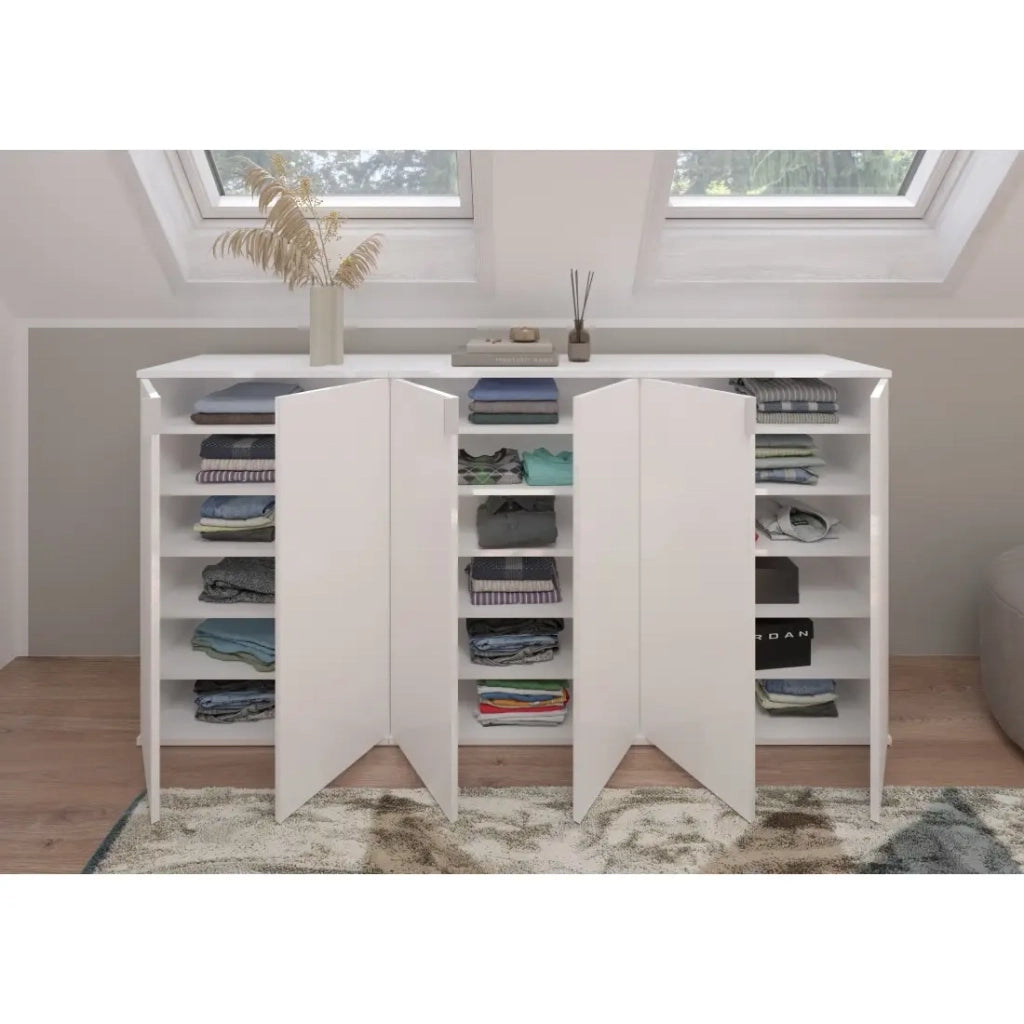 Buffet BODITE – 6 porte – Bianco laccato – Grande mobile contenitore