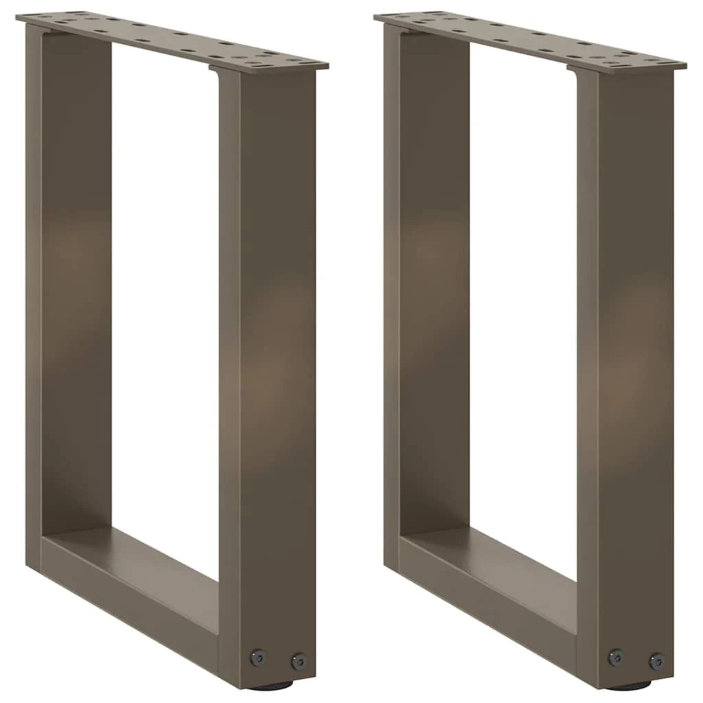 Set di 2 gambe per tavolino da caffè a forma di U 28 x 43 cm con piedini regolabili stile moderno acciaio naturale 02_0057391