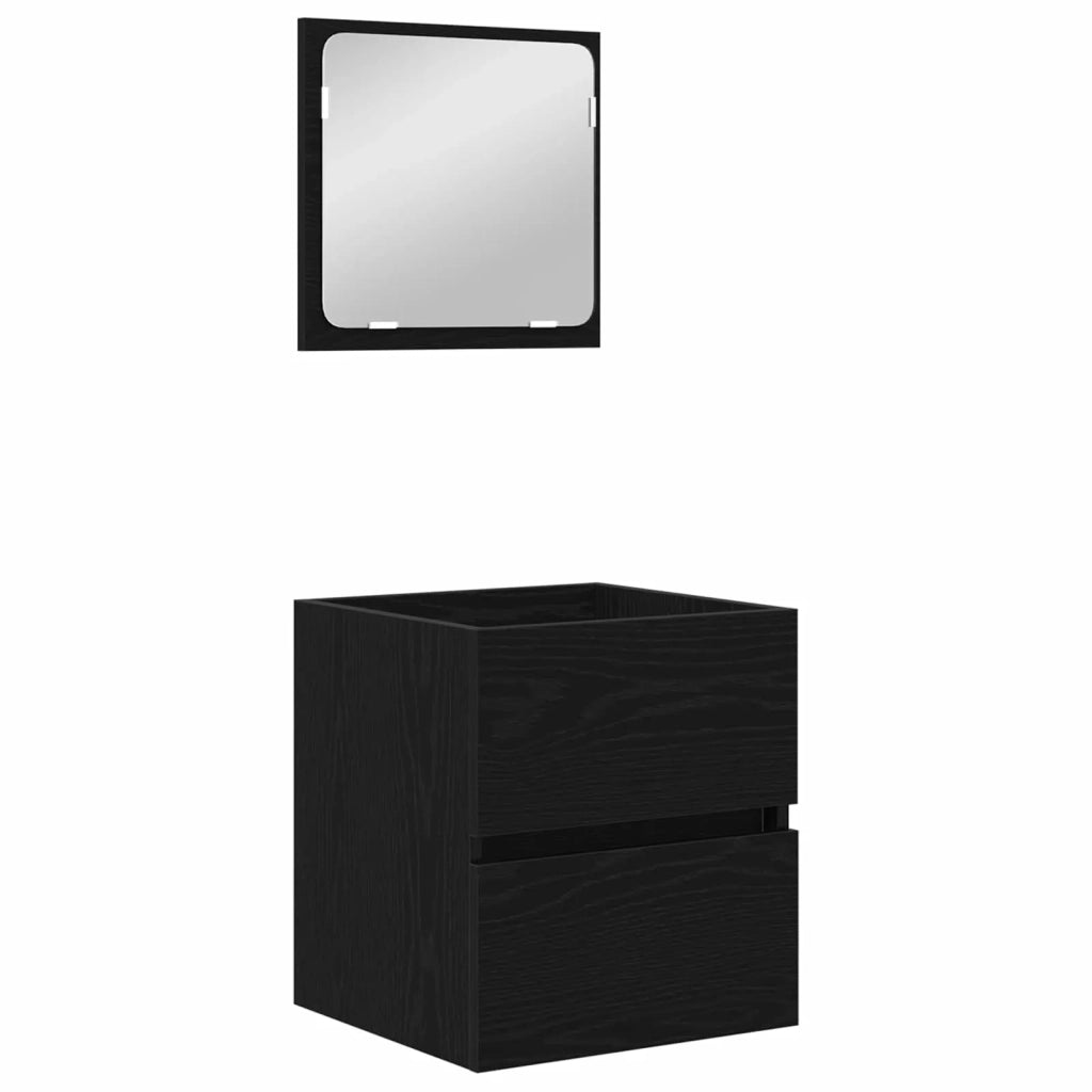 Set di mobili per il Bagno | Armadio da bagno 2 pz Rovere Nero e Bianco