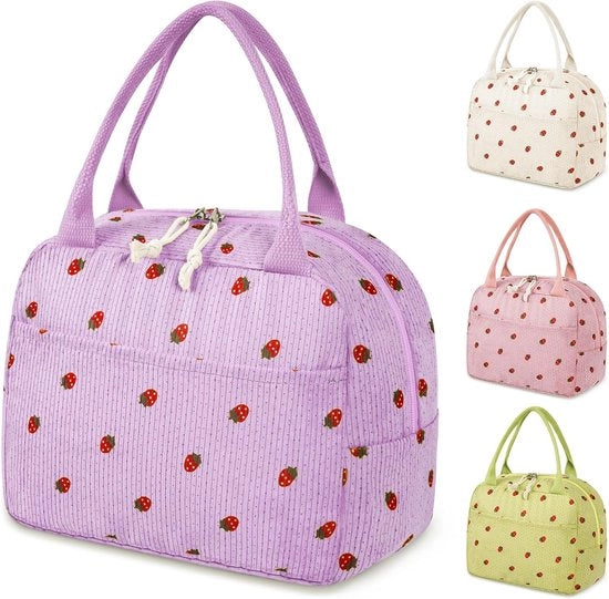 Borsa isolata per pranzo in un pezzo per donne, borsa isolata pieghevole morbida, borsa per pranzo con imbottitura impermeabile, borsa per pranzo pratica per studenti/ufficio/picnic - viola