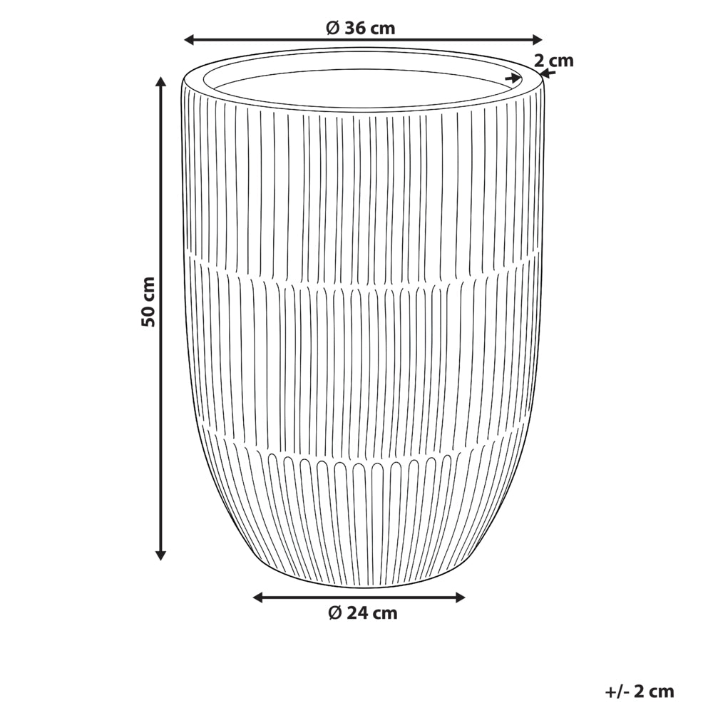 Vaso da fiori beige chiaro in fibra di argilla verniciata per interni ed esterni rotondo 36 x 36 x 50 cm alto design moderno soggiorno giardino