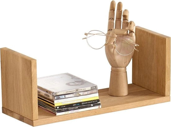 Pannello di parete in legno massello 40cm a forma di U in eucalipto galleggiante - per libri, decorazione e altro (40 CM)