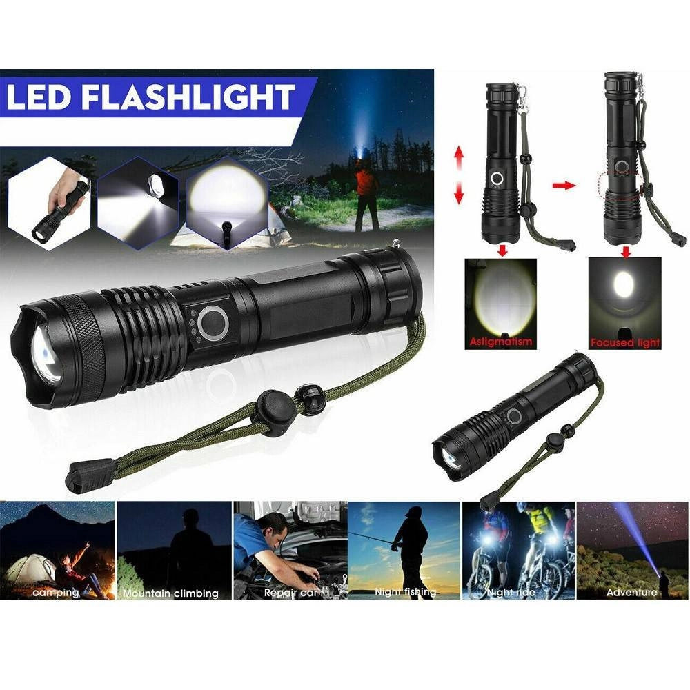 Trade Shop - Torcia Tattica/militare Led Cree T6 Ricaricabile Zoom Doppia Batteria A90-p50 -