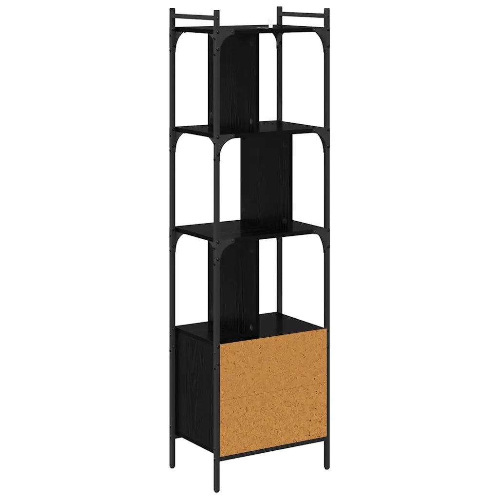 Libreria-Scaffale per Libri-Mobile di Stoccaggio Rovere Nero 44,5 x 30 x 154,5 cm Legno multistrato