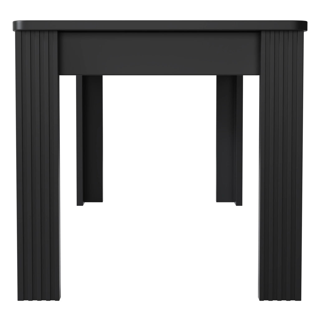 Tavolo da pranzo con 4 gambe robuste, struttura stabile, piano in truciolare nero, per sala da pranzo e cucina