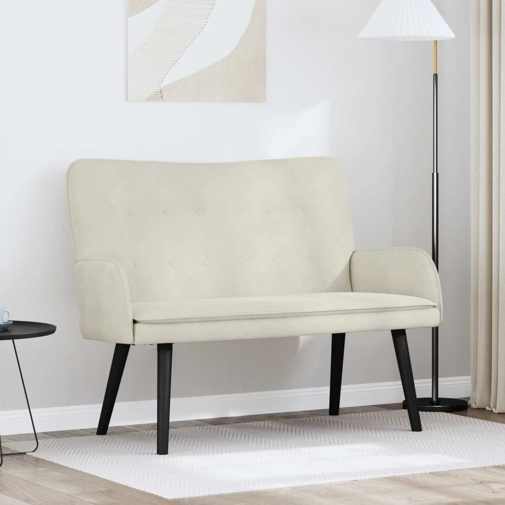 Sofa a Due Posti Crema 115 x 61 x 87 cm Velluto 42028920