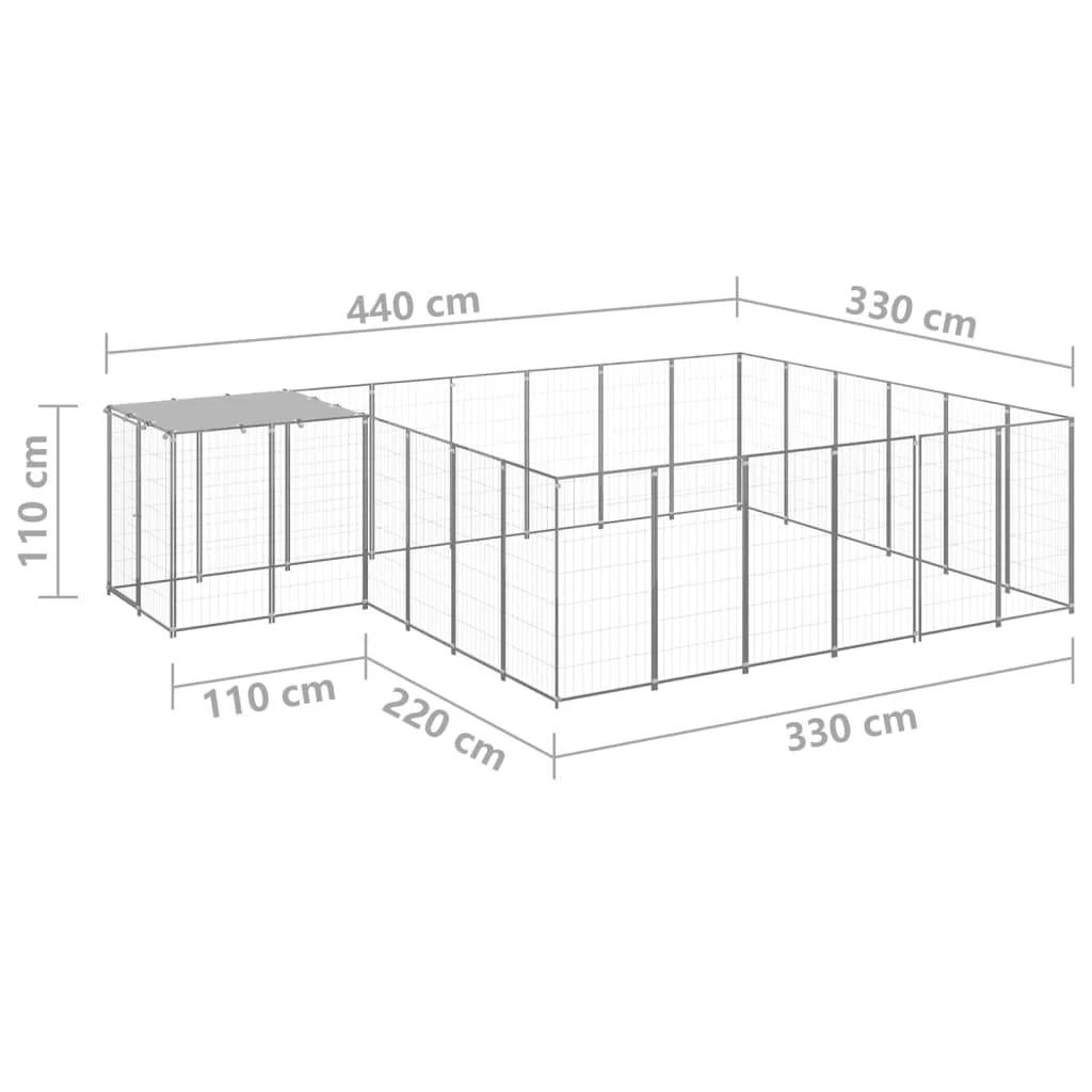 Gabbia per cani da esterno recinto per animali colore argento 12,1 m² acciaio codice 02_0000237