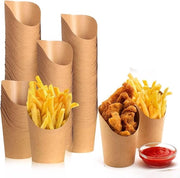Scatola da 50 Tazze di Carta Kraft - 350 ml per Waffle di Bolle - Patatine - Popcorn - Gelato - Frutta Spiedini - Tazze di Snack per Feste