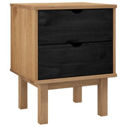 Comodino | Armadio da Notte | Mobiletto da notte OTTA Nero 45 x 39 x 57 cm Legno Massello di Pino