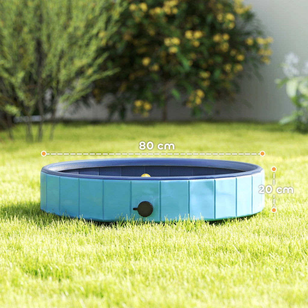 Piscina per Cani Pieghevole ¨C Xylo ¨C PVC Antiscivolo ?80x20cm Azzurro