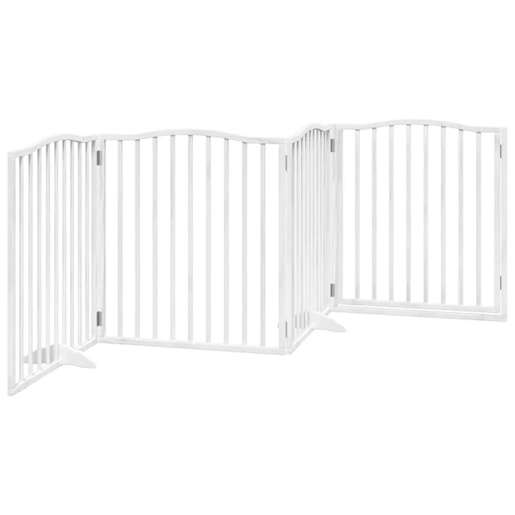 vidaXL Cancello Cani Porta Pieghevole Bianco 4 Pannelli 320 cm Pioppo
