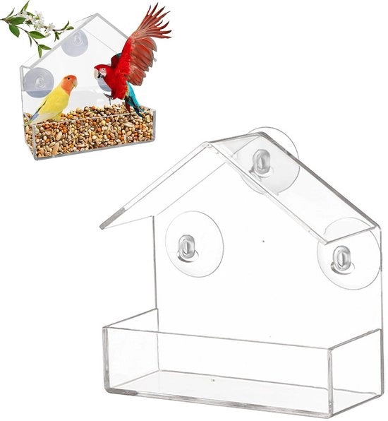 Casa Alimentatore per Uccelli Transparente - Casa Alimentatore per Uccelli - Casa Alimentatore per Uccelli con Finestra - Stazione Alimentatrice per Uccelli - Posto di Cibo per Scoiattoli - Pozzi di Scarico per Acqua - Casa Alimentatrice per Uccelli