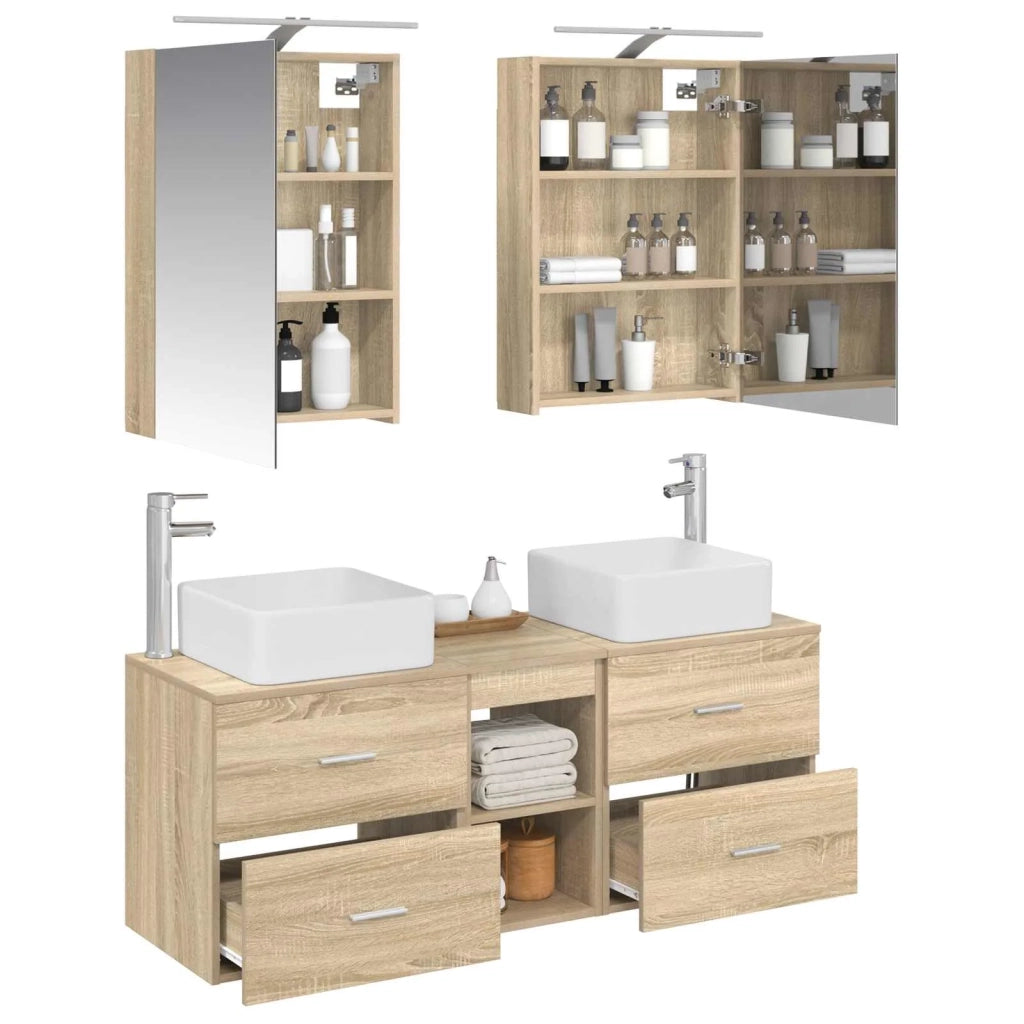 Set di mobili per il bagno 5 pcs Rovere Sonoma 3406753