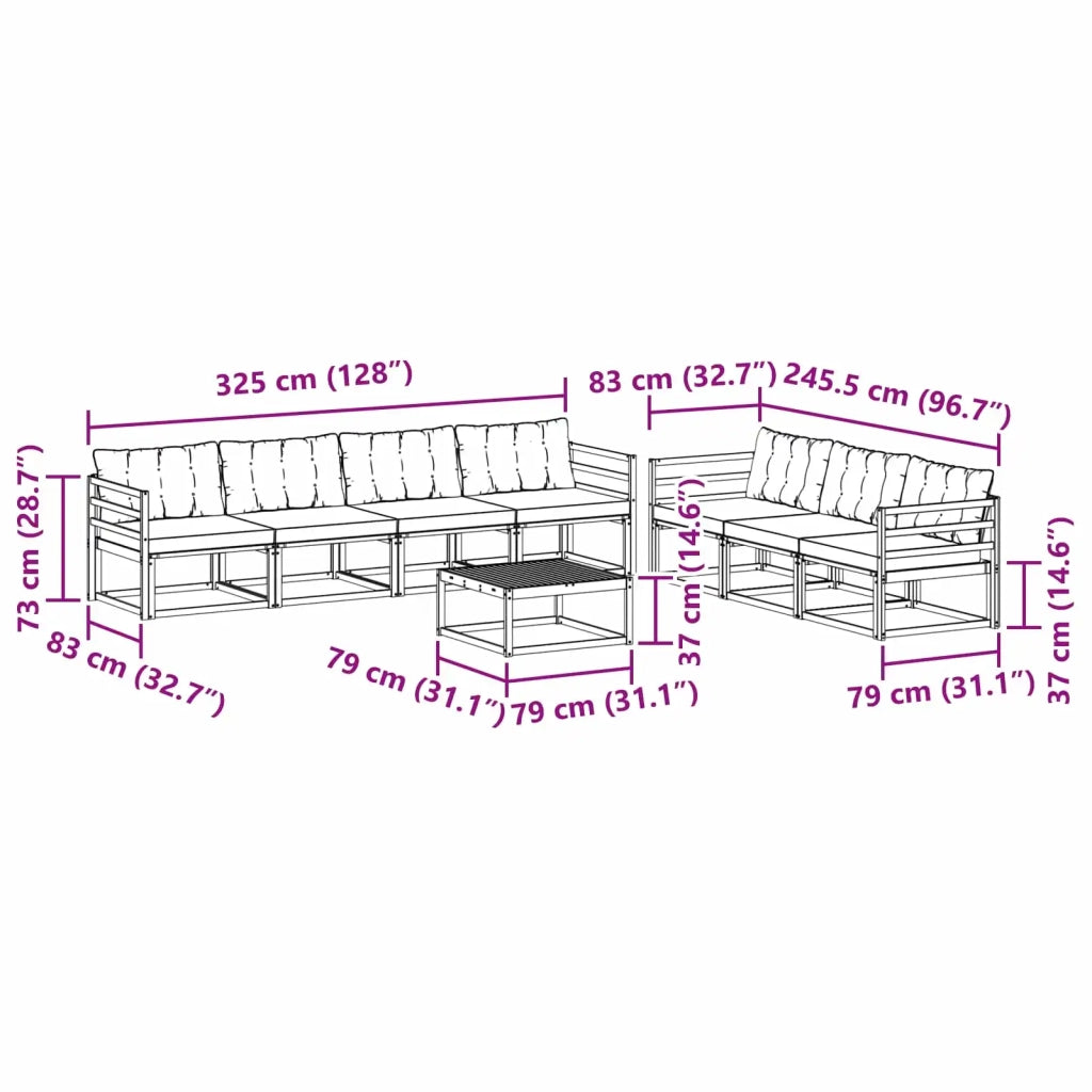 Set di divani da esterno 8 pcs Bianco e Grigio Chiaro 3388481