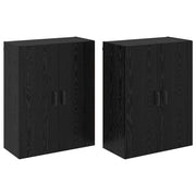 Armadietto a Muro | Mobiletto a muro 2 pz Rovere Nero 69,5 x 34 x 90 cm