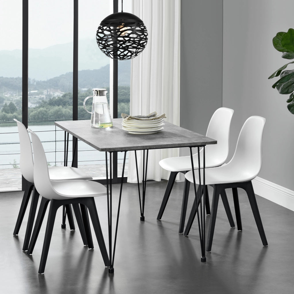 Tavolo da Pranzo Rettangolare Cantenbury con Gambe a Forcina 120x70 cm - Effetto Cemento [en.casa]