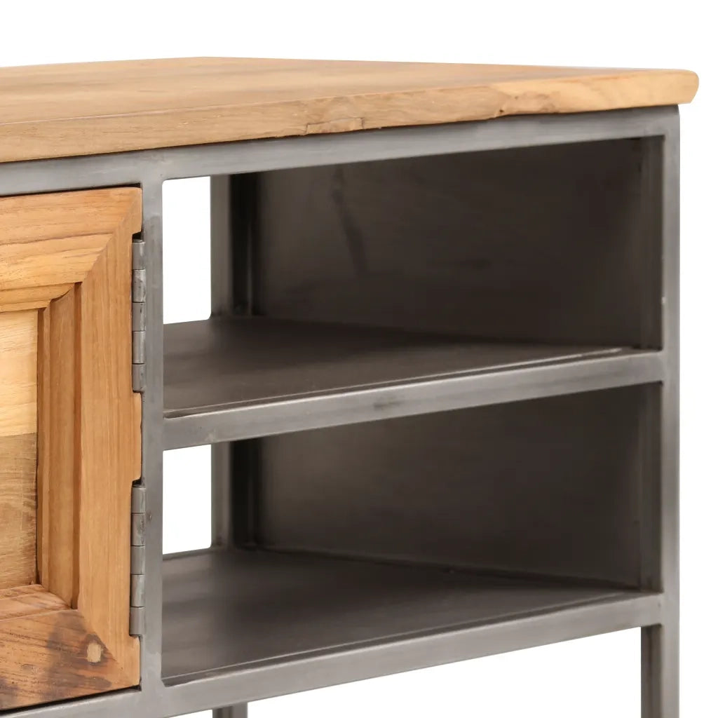 Mobile Porta TV in Teak Recuperato e Acciaio 120x30x40 cm 246281
