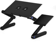 Stand per laptop pieghevole - Regolabile e leggero - Lega di alluminio - Nero - Multifunzionale - Adatto per laptop da 17 pollici