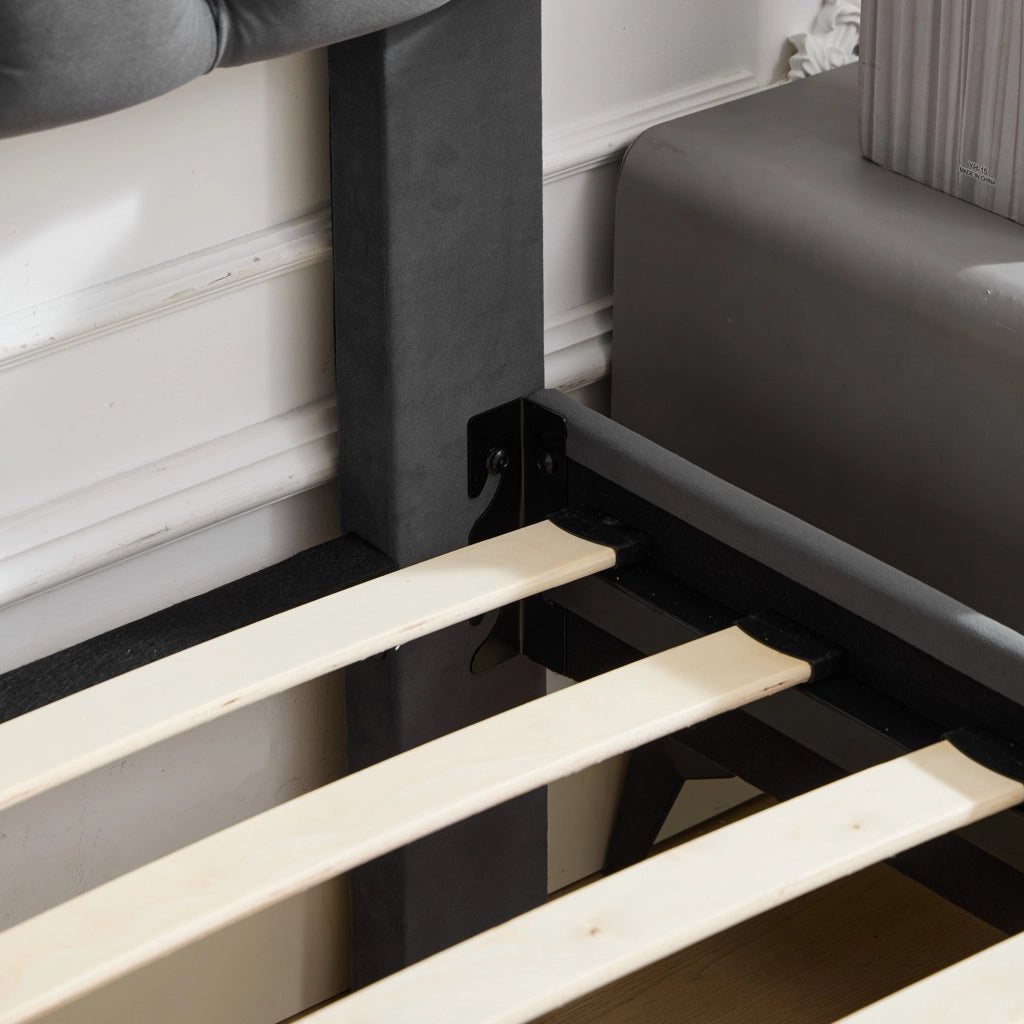 Letto Imbottito con Testiera Regolabile ¨C MINIMAL ¨C Velluto Grigio 140x200
