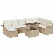 Set Divano da Giardino con cuscino 9 pcs Beige e Crema
