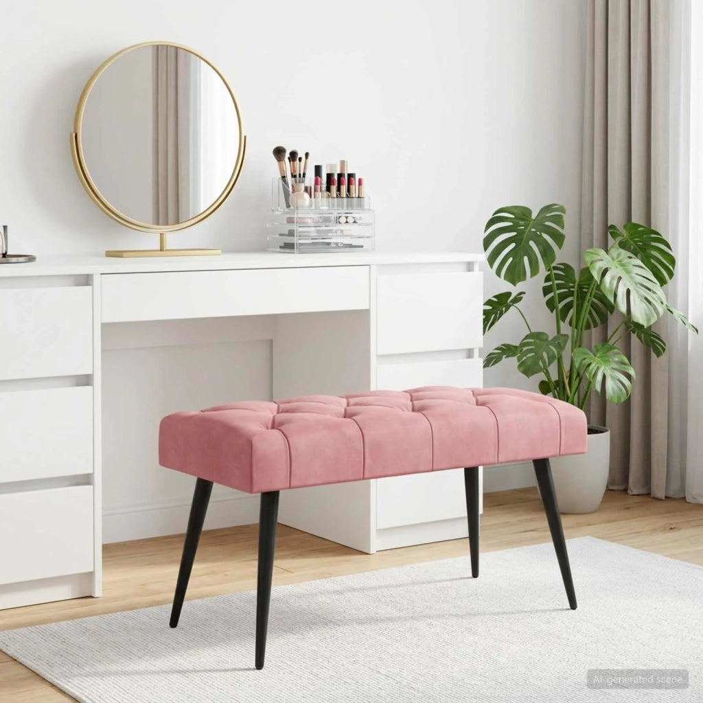 Panchina con bottoni imbottiti Rosa 80 x 40 x 46 cm Velluto 42038561