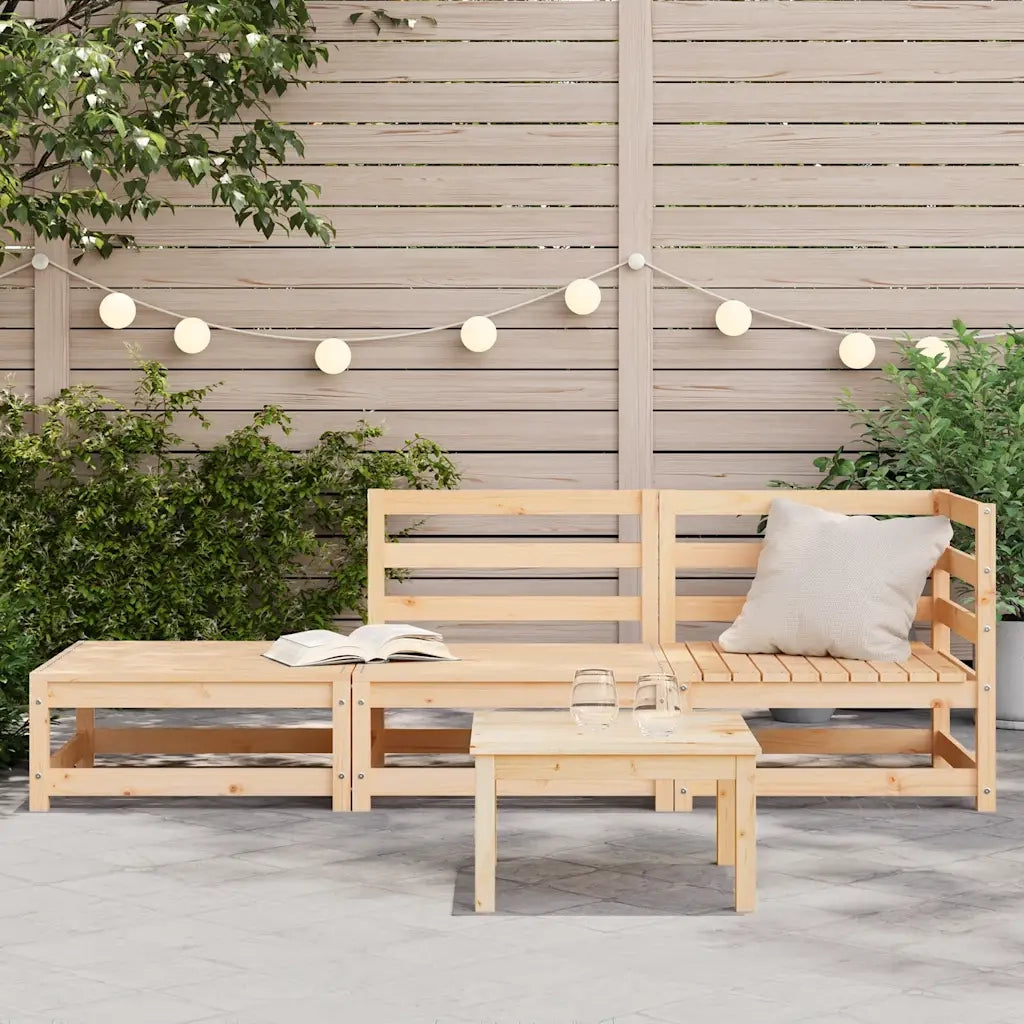 Divano da Giardino con Poggiapiedi 2 Posti-Sofa da giardino Legno Massello Pino
