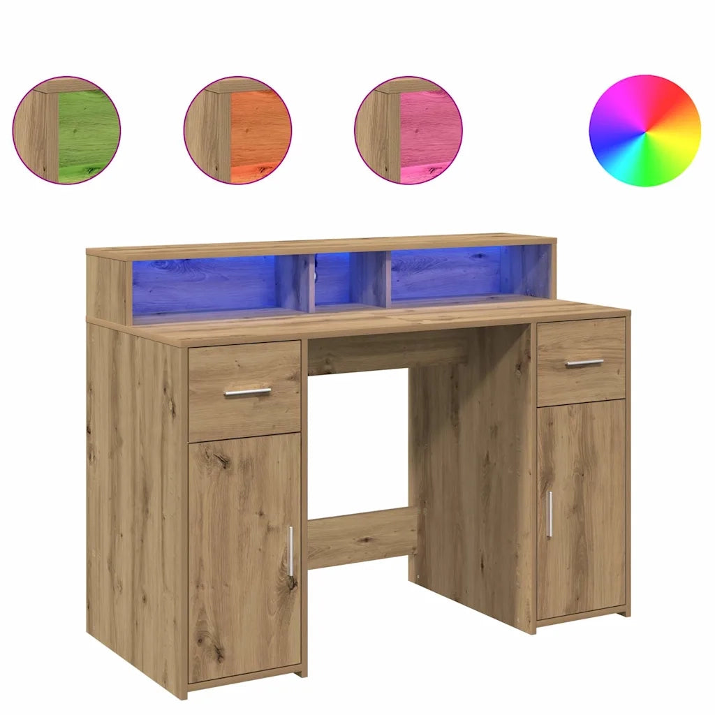 Scrivania con Luci LED Rovere 120x55x91 cm in Legno Multistrato 3309419