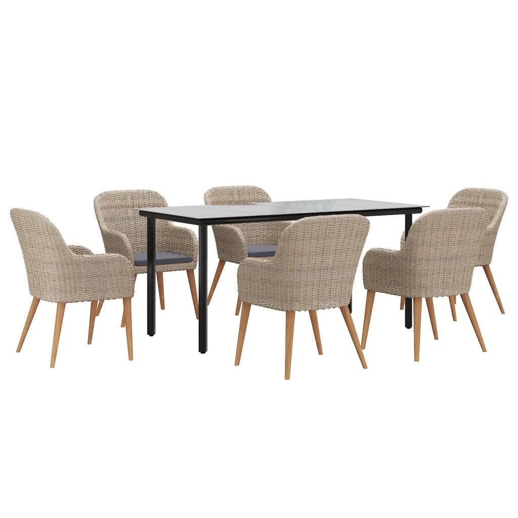 Set da Pranzo da Giardino 7 pz con Cuscini Marrone cod mxl 46195
